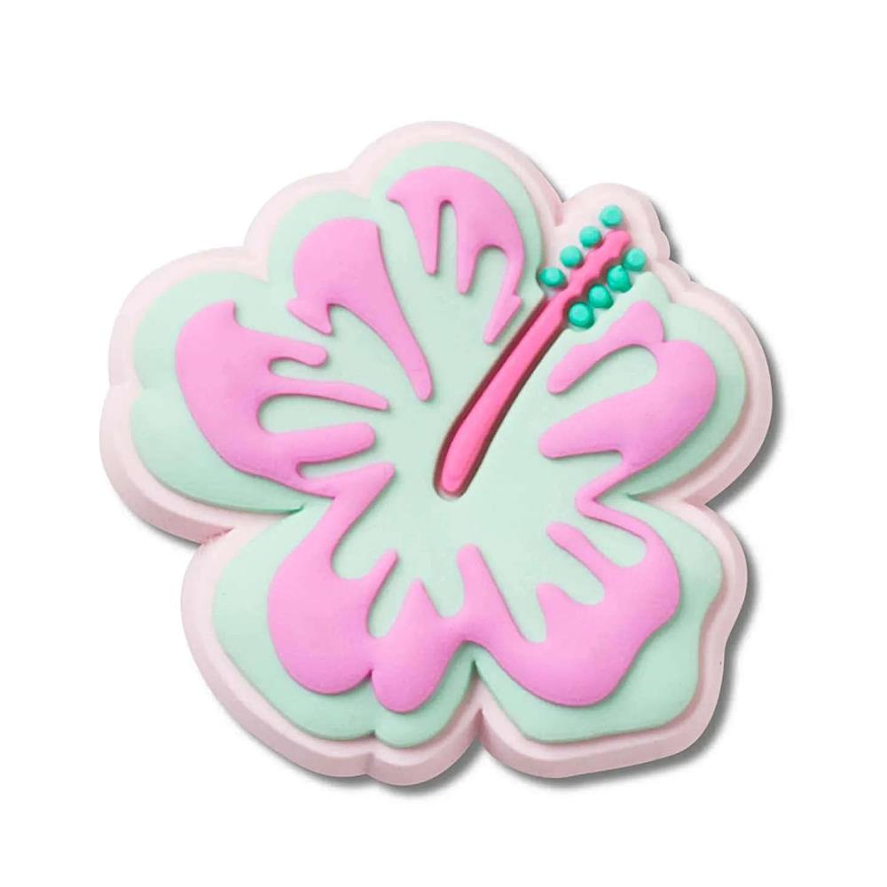 CROCS PINS 10014565 TURQUOISE AND PINK HIBISCUS