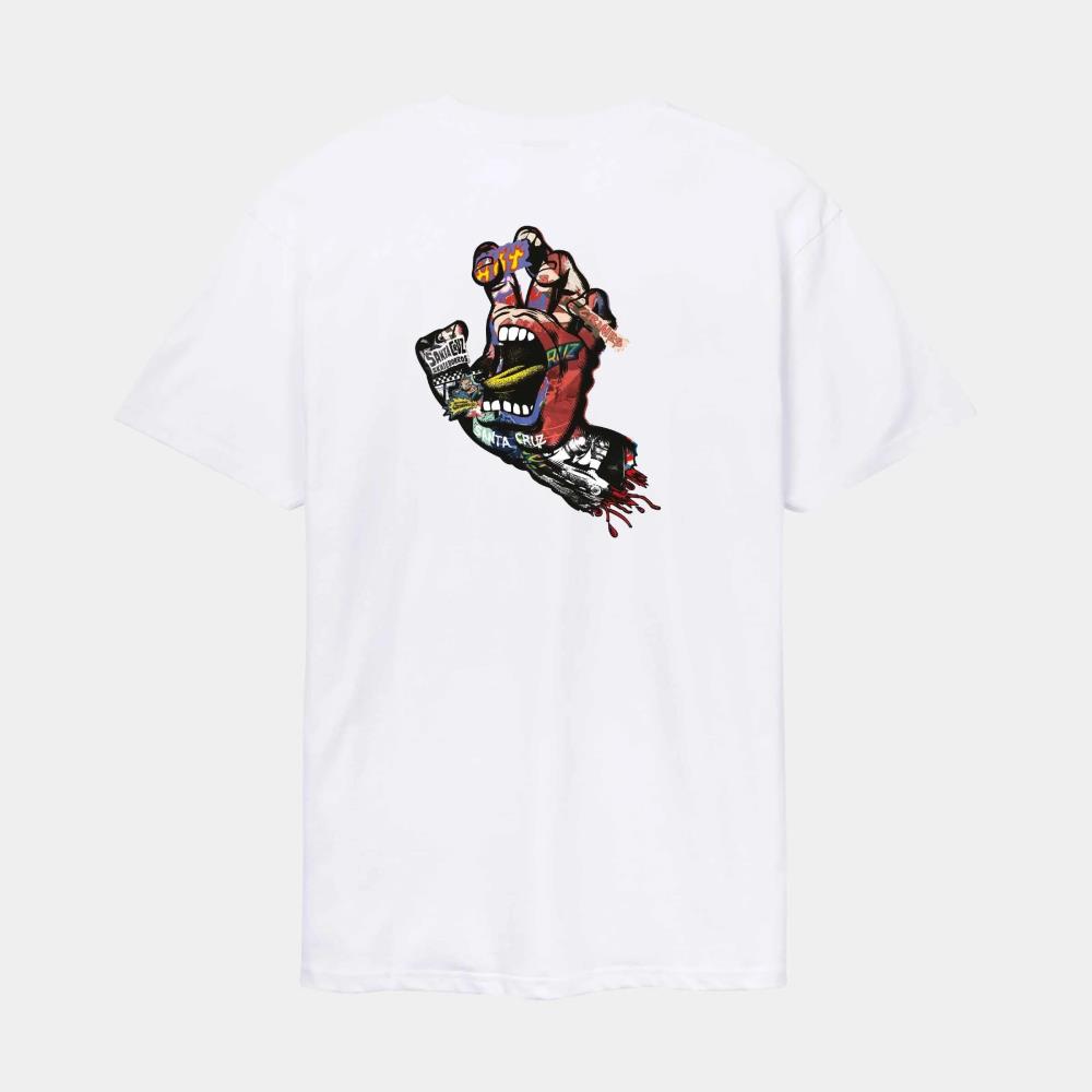 SANTA CRUZ T-SHIRT COLLAGE HAND WHT