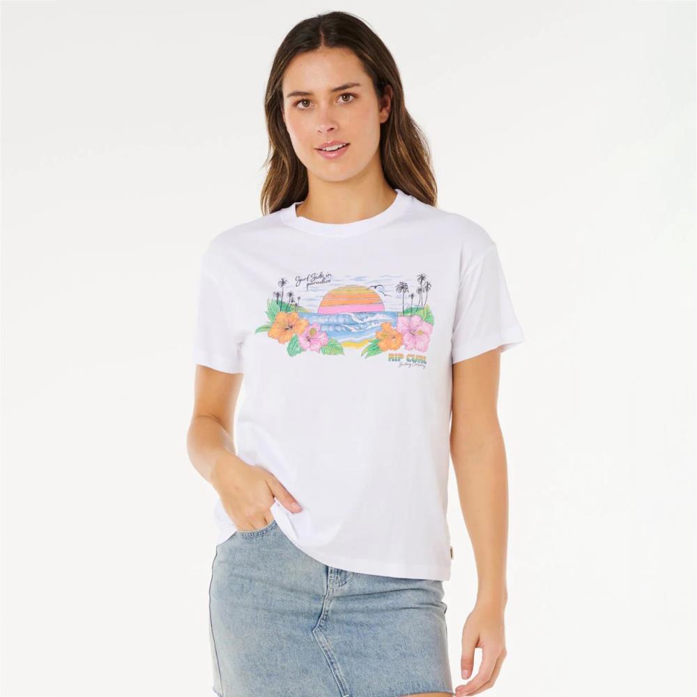 RIP CURL T-SH WM 0MCWTE-3262 SUN RAYS CROP WHT