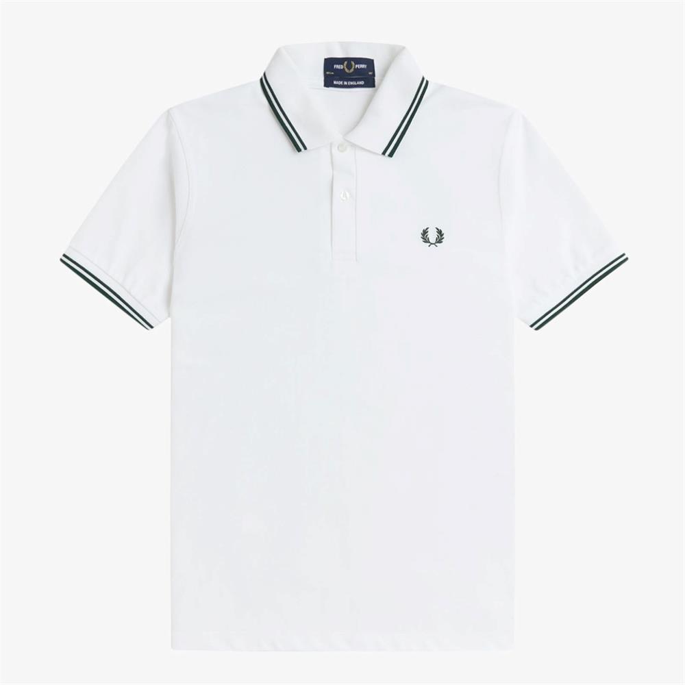 FRED PERRY POLO M12 -16C  WHT/GREEN